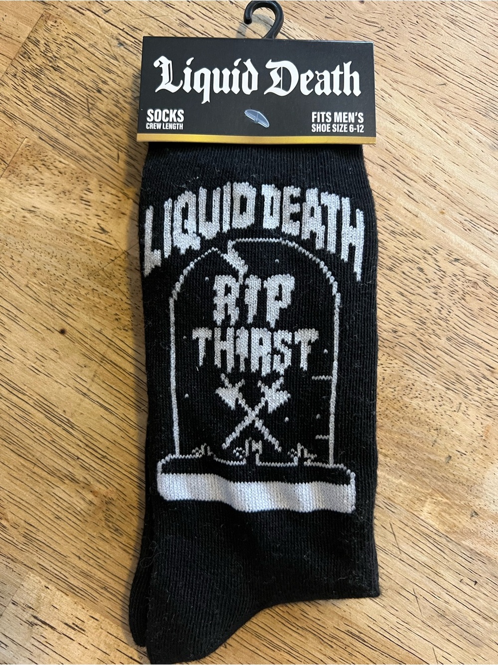 Black Crew Length Socks – RIP Thirst Graphic Liquid Death